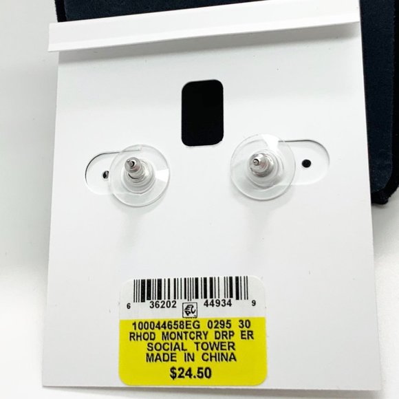 Charter Club Crystal Post Earrings Clear & Blue Silver Casing NEW - Picture 2 of 2